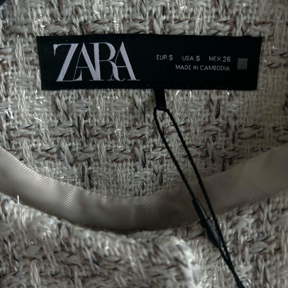 Zara Gray Tweed Tailored Vest Sleeveless Blazer Waistcoat Size Small - Picture 5 of 5